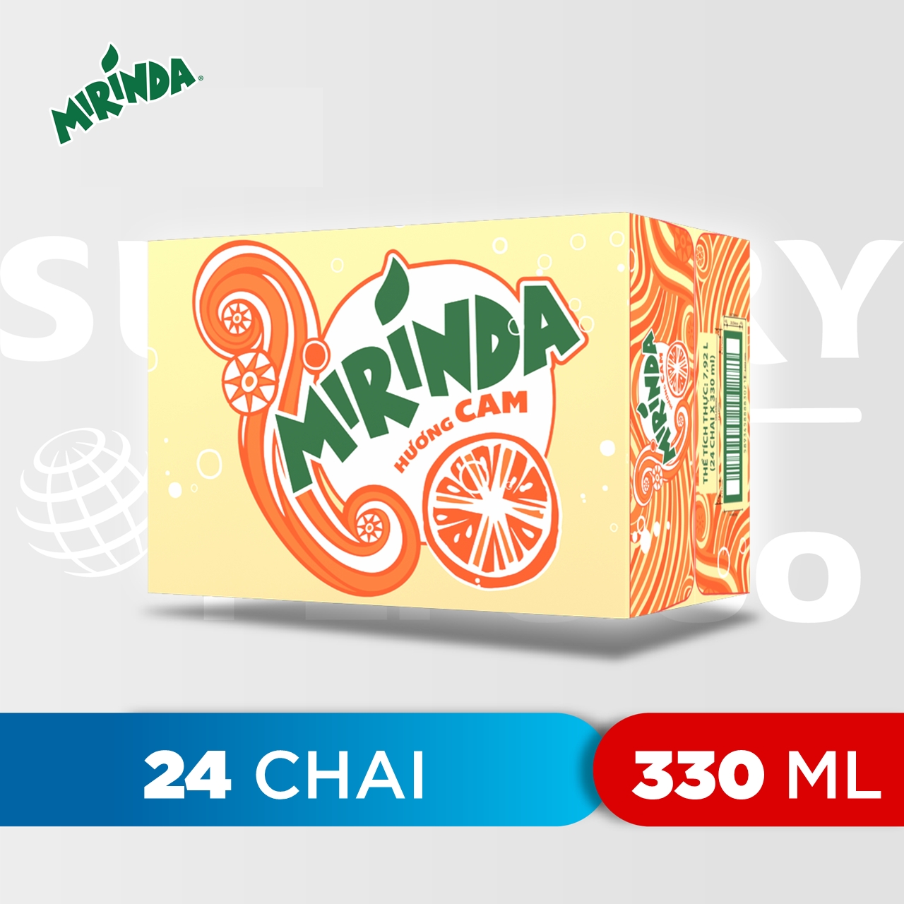 Thùng 24 Chai Nước Ngọt Có Gas Mirinda Cam (330ml/ Chai)