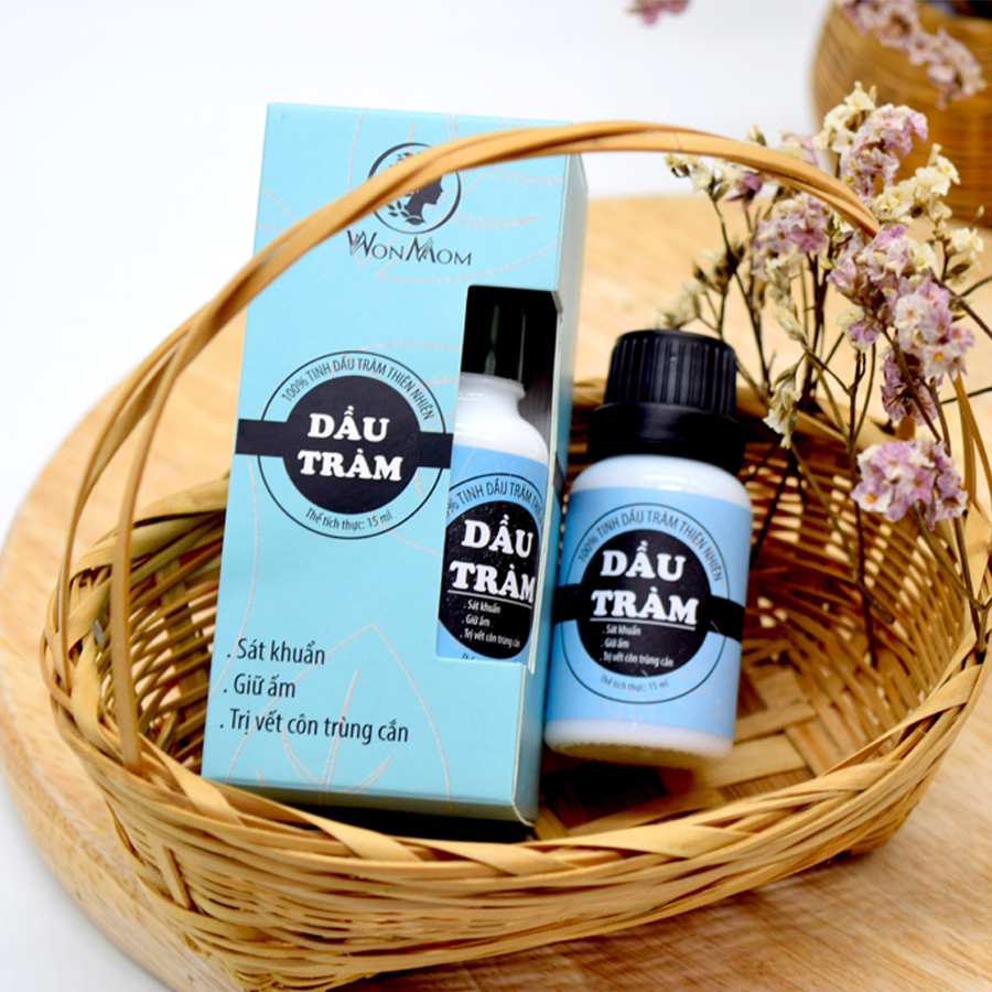 Dầu tràm nguyên chất, ngăn ngừa ho, cảm cho bé và người lớn Wonmom 15ml