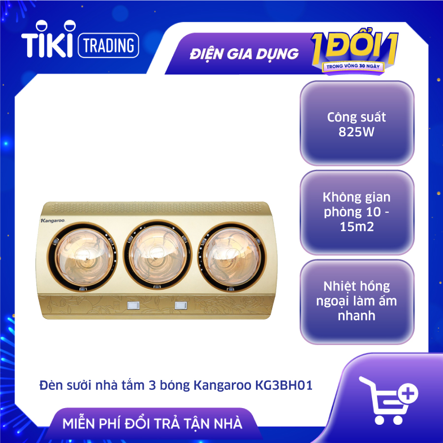 Đèn sưởi 3 bóng Kangaroo KG3BH01  - Hàng chính hãng