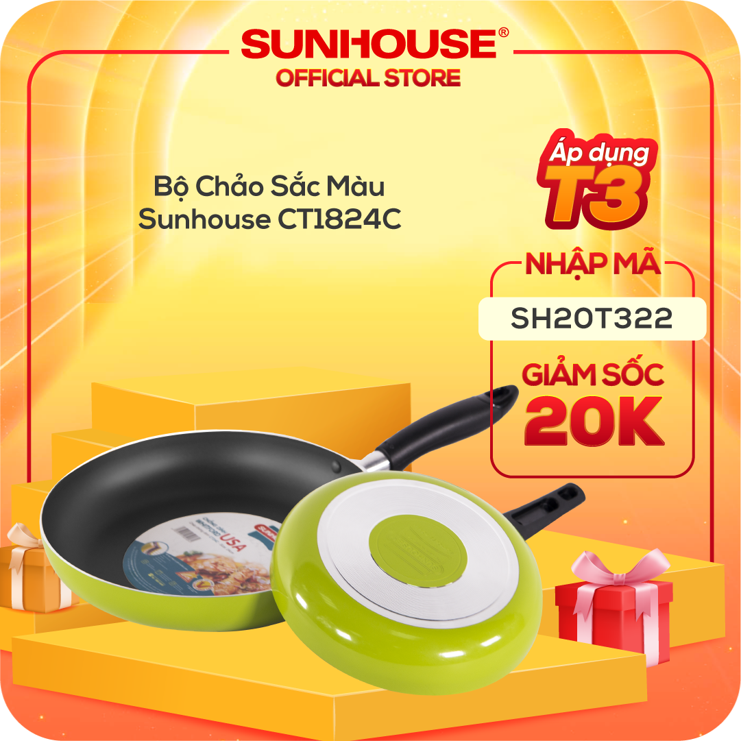 Bộ Chảo Sắc Màu Sunhouse CT1824C - Đen