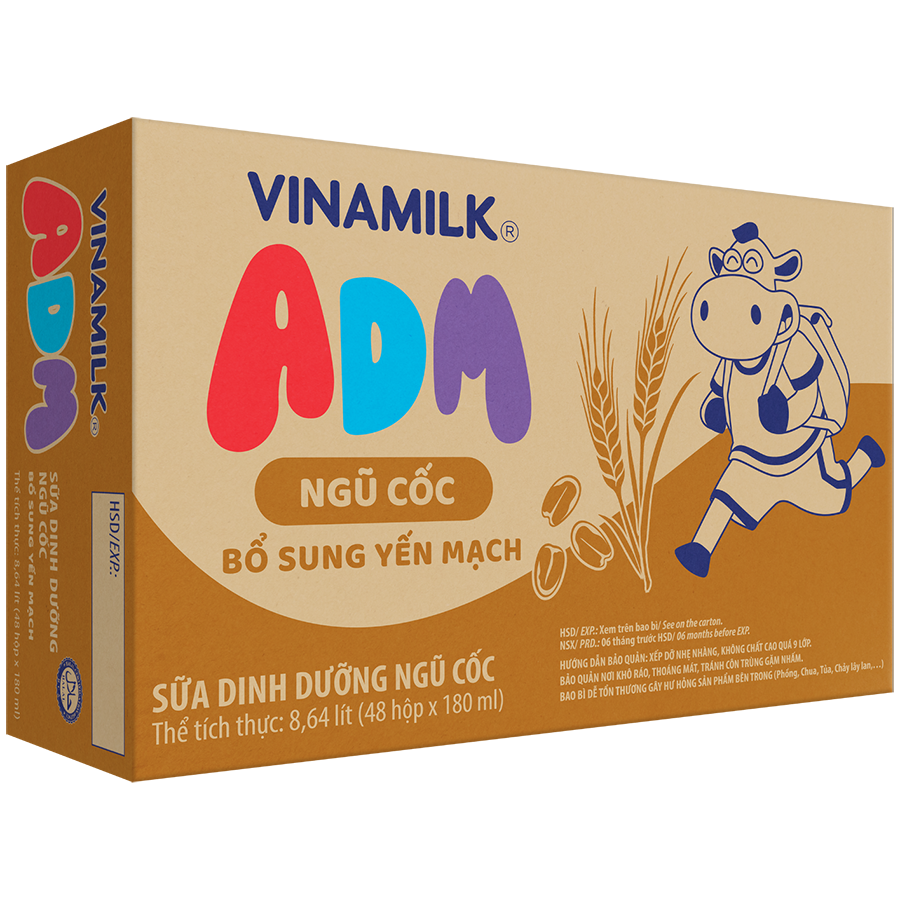 Thùng 48 hộp sữa dinh dưỡng Ngũ cốc - Yến mạch Vinamilk ADM