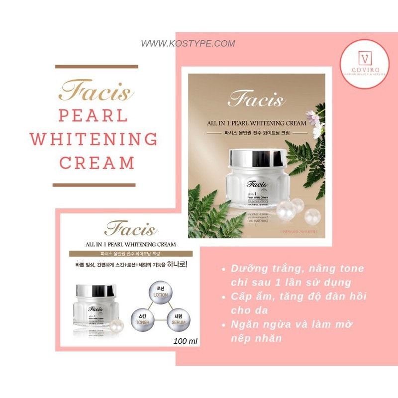 Kem dưỡng trắng da ngọc trai Facis Pearl Whitening Cream (100ml)