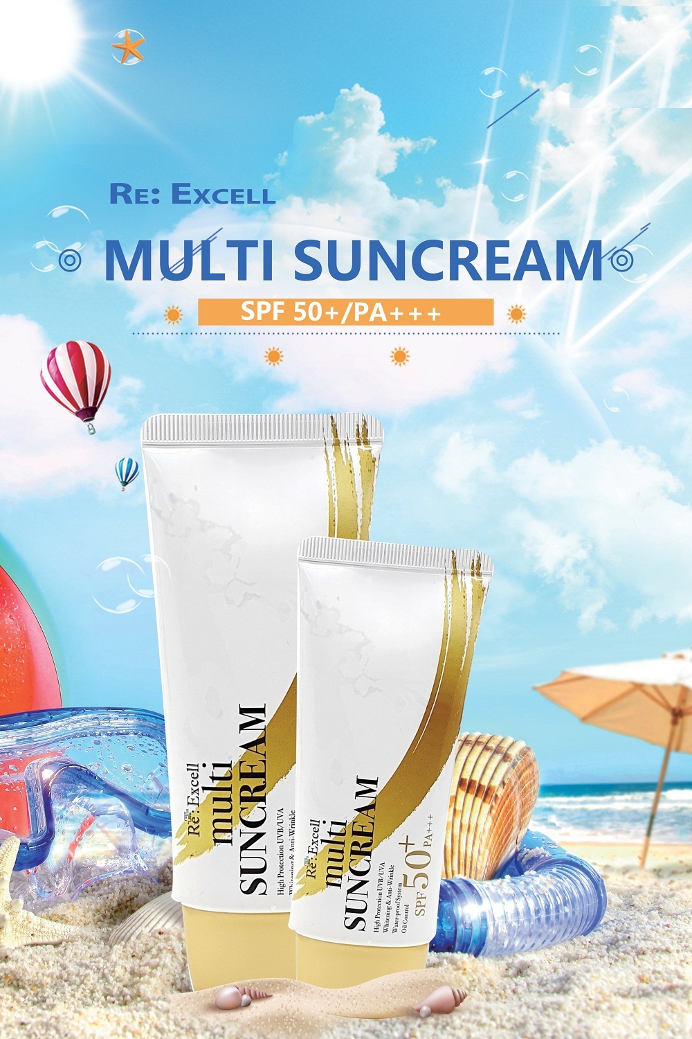 Kem Chống Nắng vật lý Re:Excell Multi Sun Cream SPF 50+/PA+++ R&amp;B VN 50ml