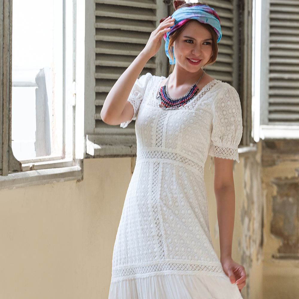 Đầm Maxi Trắng Đầm Maxi Đi Biển Thời trang thiết kế Hity DRE119