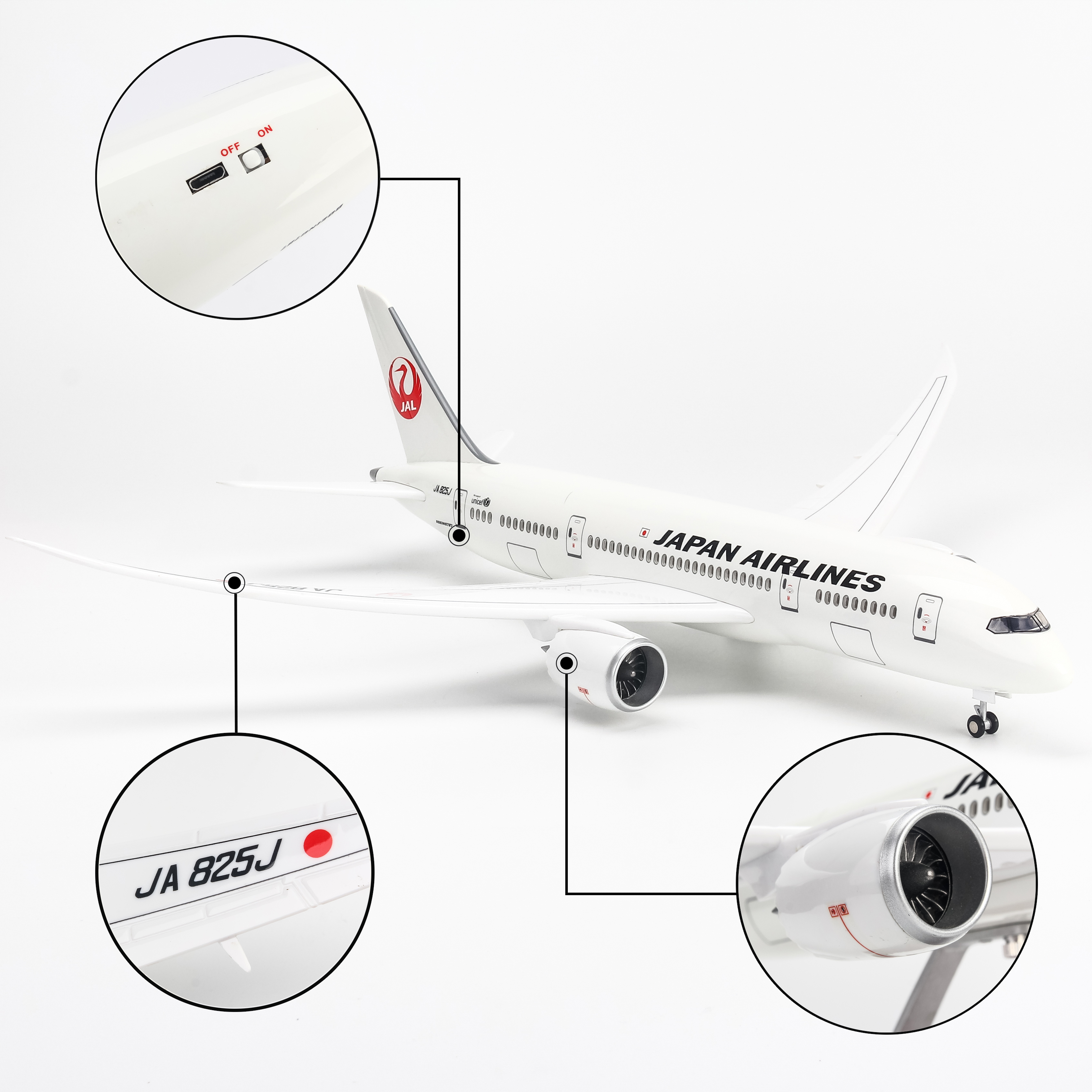 Mô Hình Máy Bay B787 JAL 47CM EVERFLY (LED)