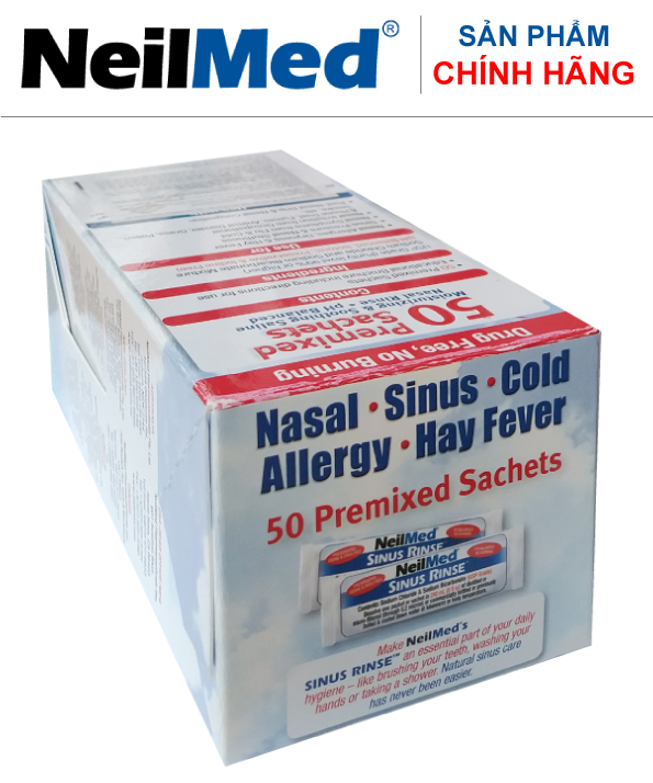 Gói Hỗn Hợp Muối Rửa Mũi Xoang Người Lớn- NeilMed SinusRinse Adult 50 Sachets  - Xuất xứ Mỹ.( Hộp 50 gói)