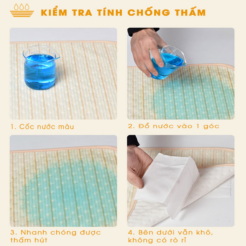 Tấm lót chống thấm cho bé dùng được 2 mặt. Miếng lót chống thấm xuống nệm, thoáng khí, hàng chính hãng - 50x70