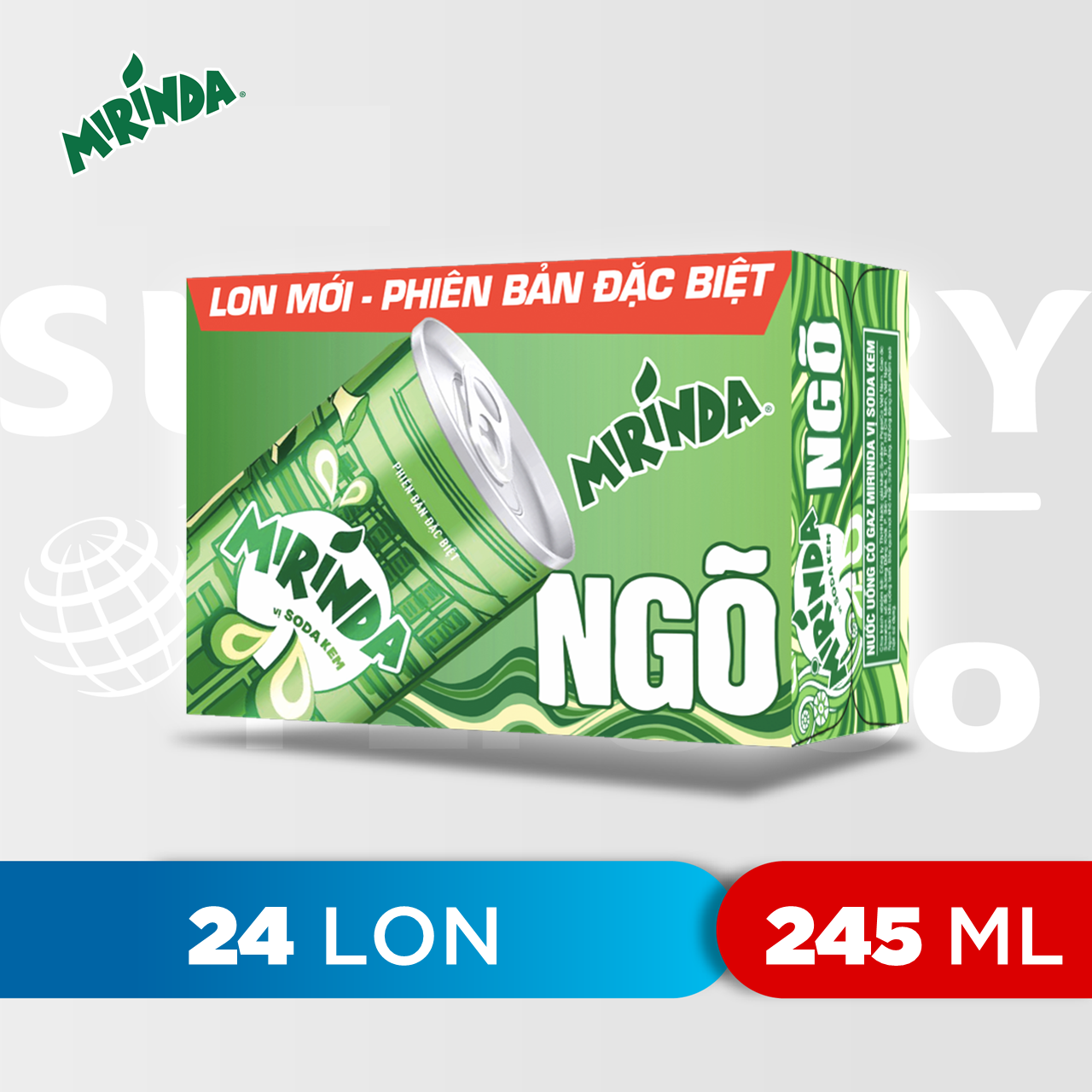 Thùng 24 Lon Nước Ngọt Có Gas 7Up (245ml/lon)