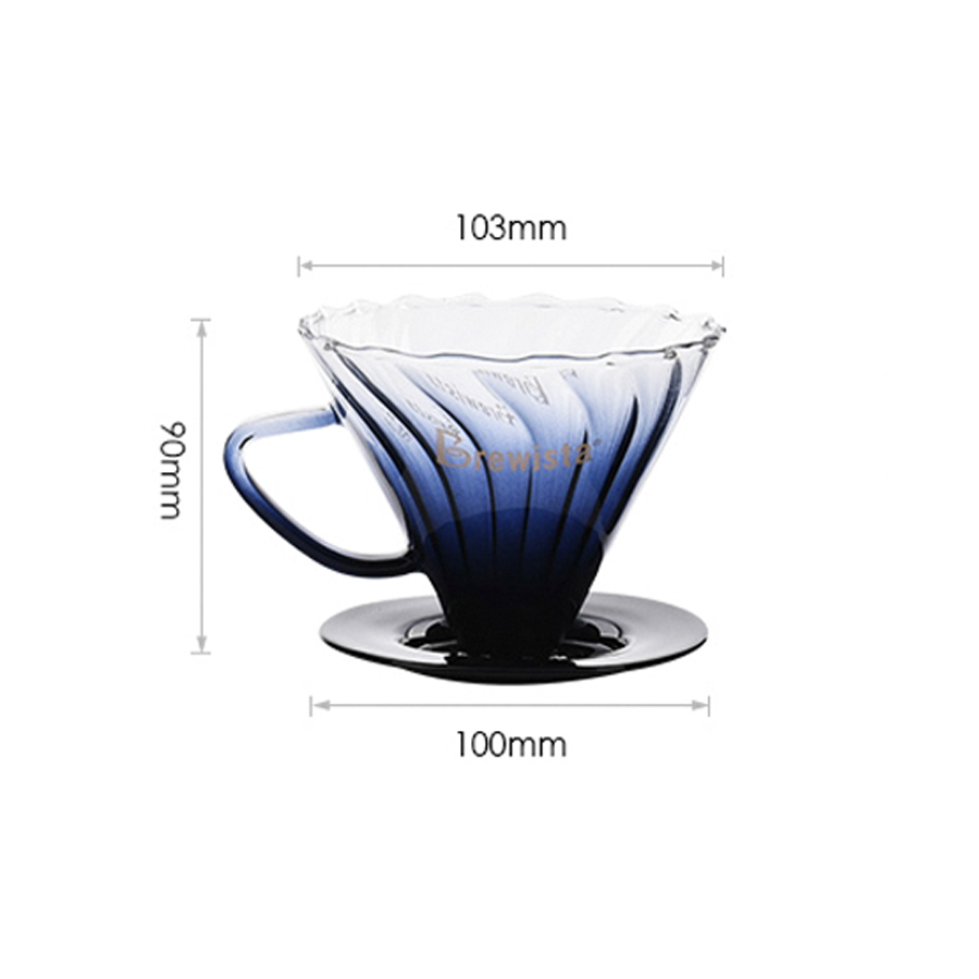 Phễu lọc cà phê V60 thủy tinh cao cấp Artisan Tornado Glass Dripper for 1~2cups - Chính hãng Brewista