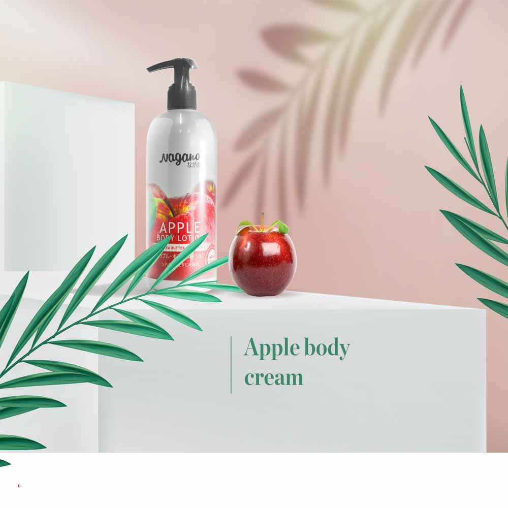 Sữa Dưỡng Ẩm, Trắng Da Toàn Thân Vitamin E Hương Táo Nagano Japan 250ml - Apple Body Lotion Nagano 250ml - Bảo vệ chống oxy hóa và giúp da trắng sáng