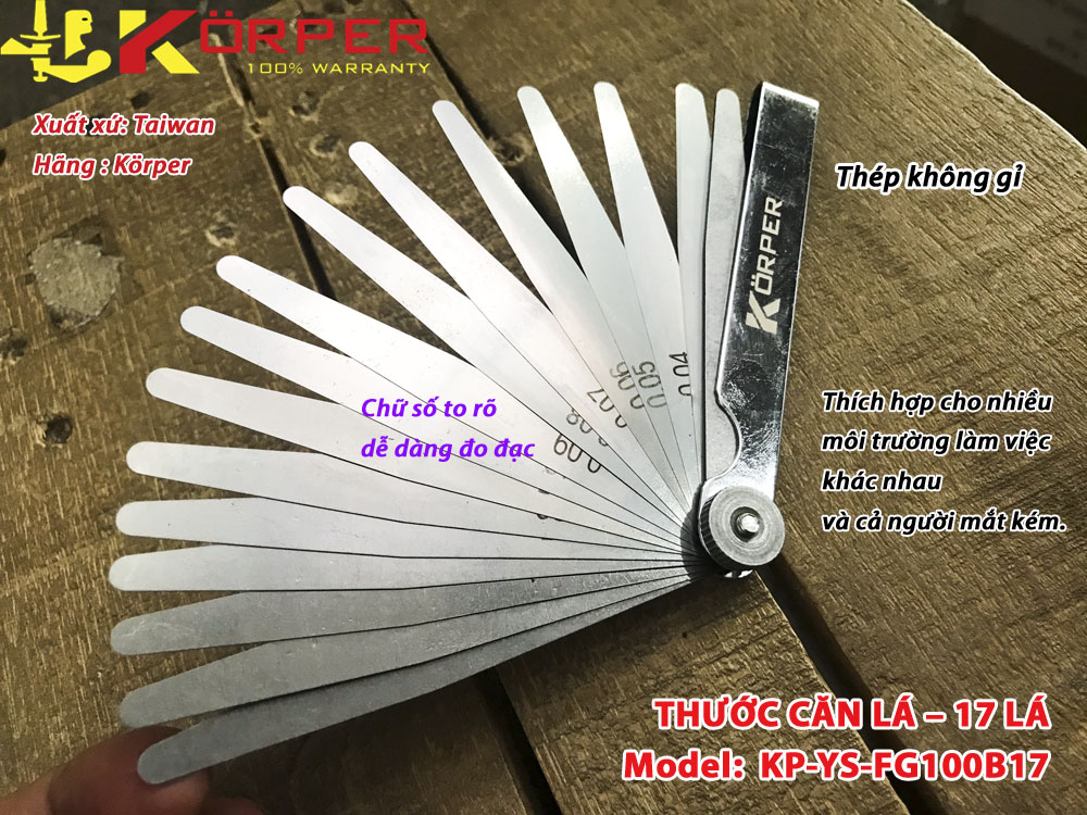 THƯỚC CĂN LÁ 17 LÁ KÖRPER KP-YS-FG100B17