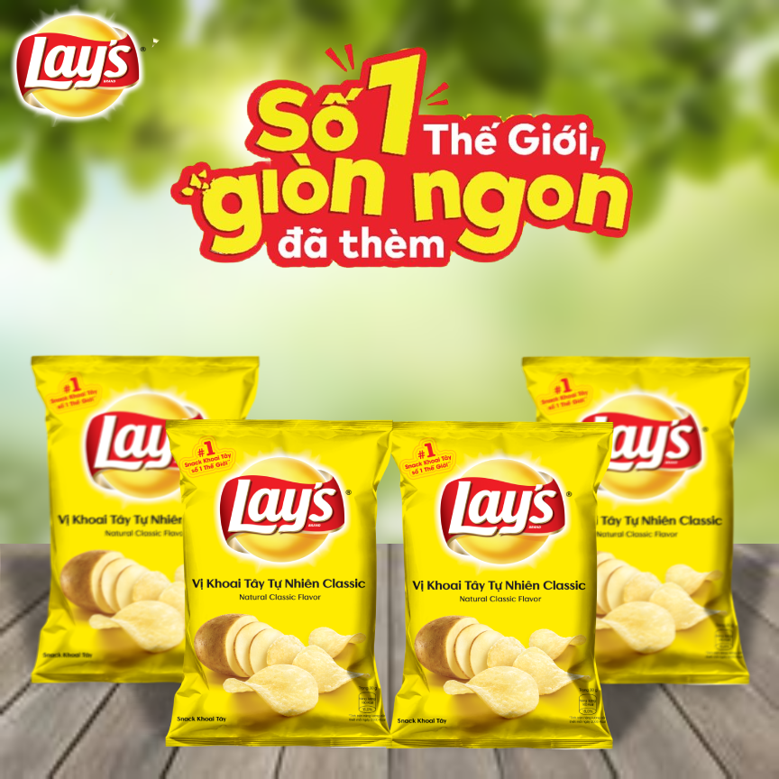 Combo 4 Lays Vị Tự Nhiên Classic 95g