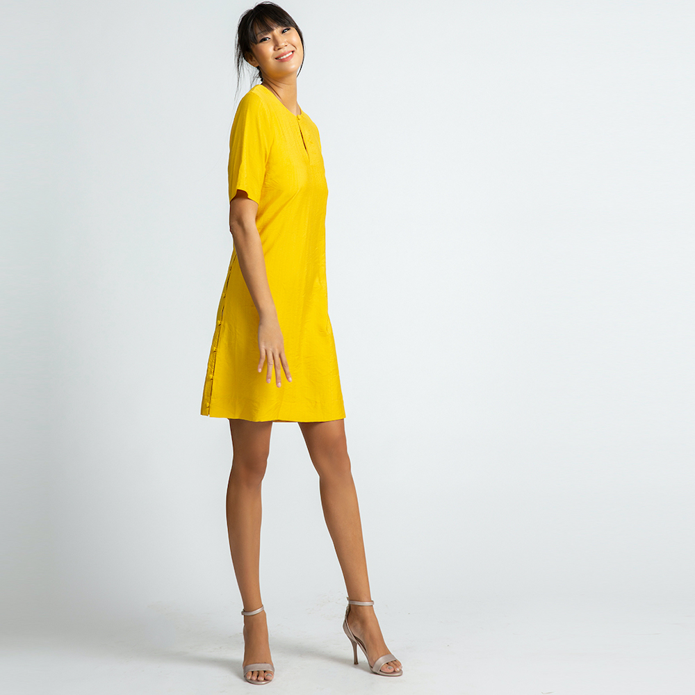 Đầm Suông Cao Cấp Thời trang thiết kế Hity DRE095 (Vàng Mù Tạt)