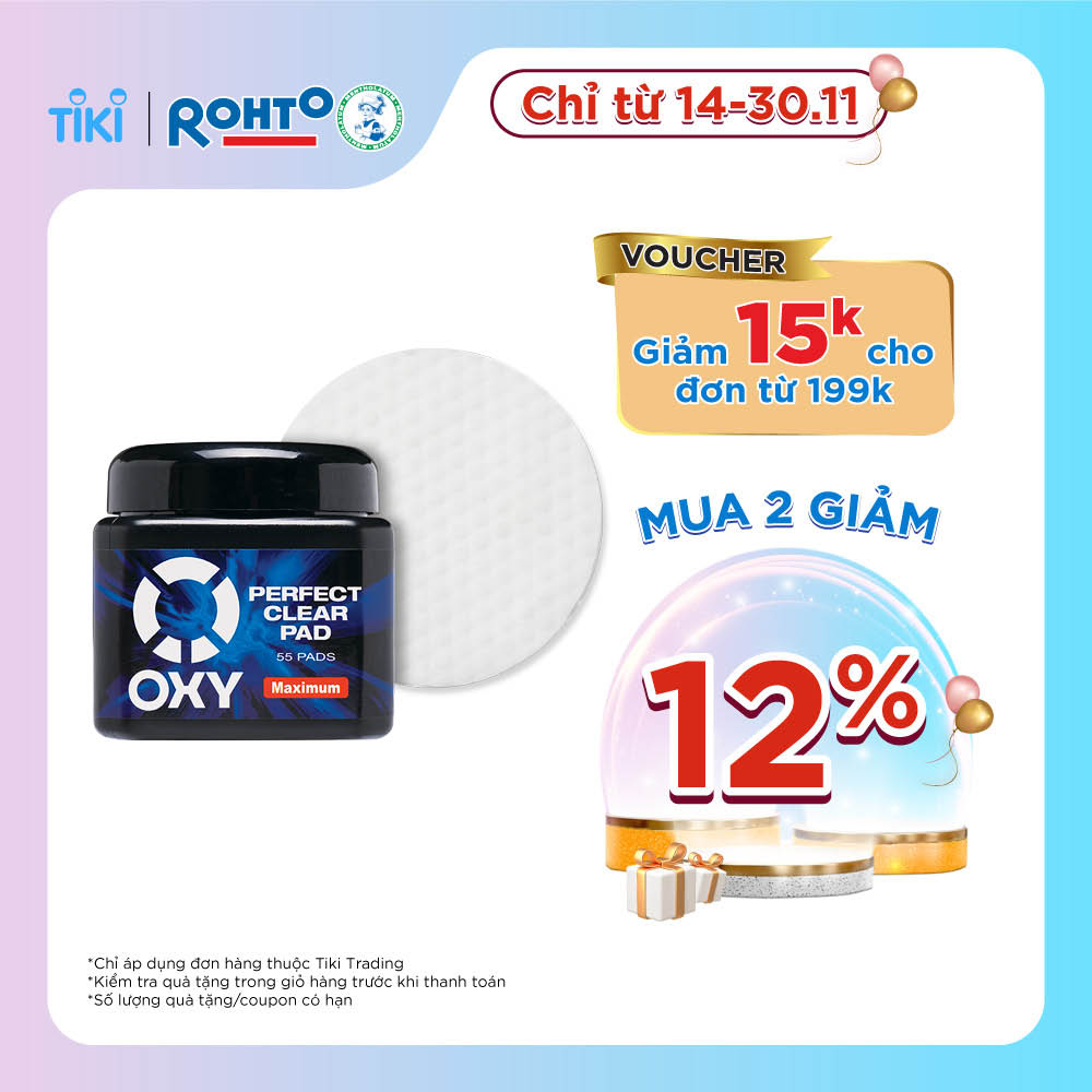 Miếng làm sạch da mặt ngăn ngừa mụn, tẩy tế bào chết Oxy Perfect Clear Pad 55 miếng