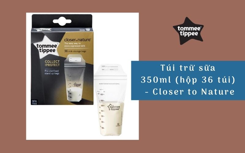 Túi trữ sữa Tommee Tippee Closer to Nature 350ml (hộp 36 túi)