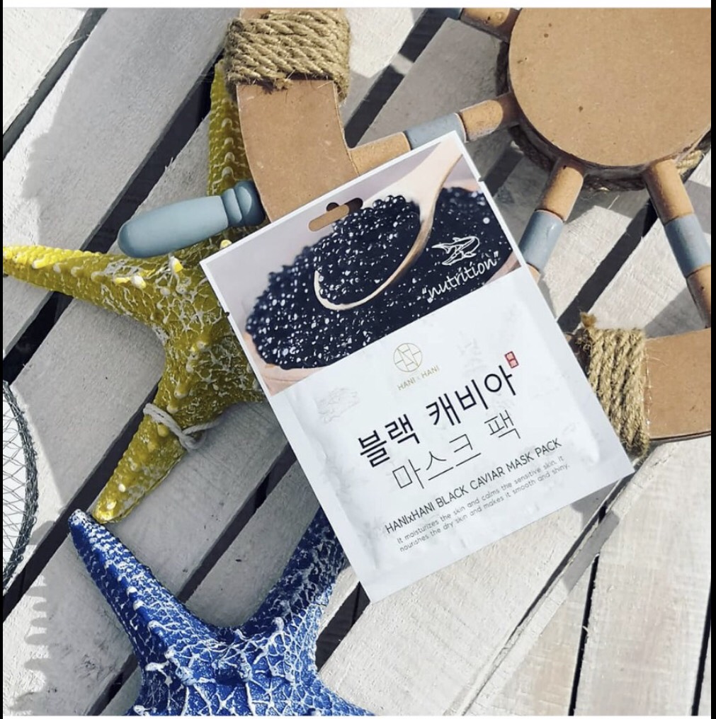 Mặt Nạ Dưỡng Ẩm Đàn Hồi Tinh Chất Trứng Cá  Đen Hani x Hani / Hani x Hani  Black Caviar Mask Pack