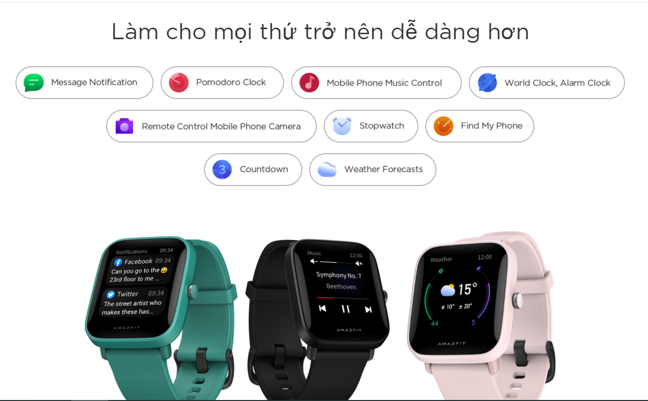 Đồng Hồ Thông Minh Amazfit Bip U - Hàng Chính Hãng