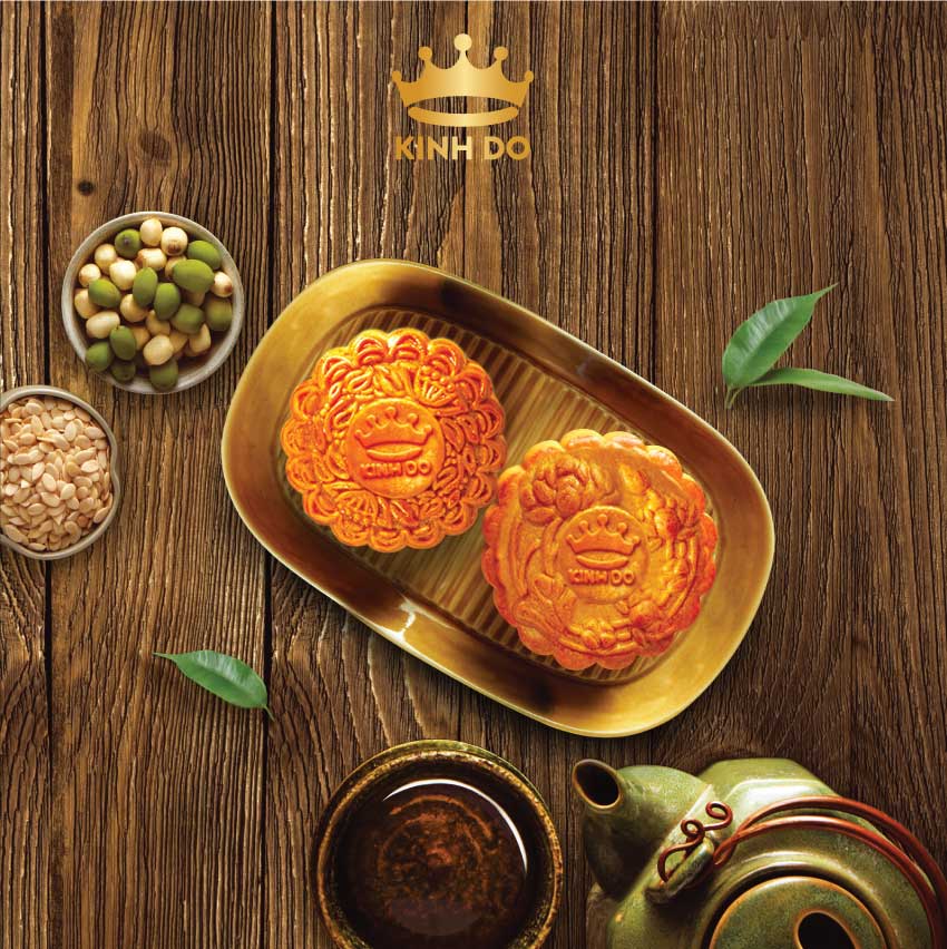 Hộp 2 bánh trung thu Kinh Đô &quot;Bộ Đôi Bánh Nướng&quot; (2 bánh x 150g)