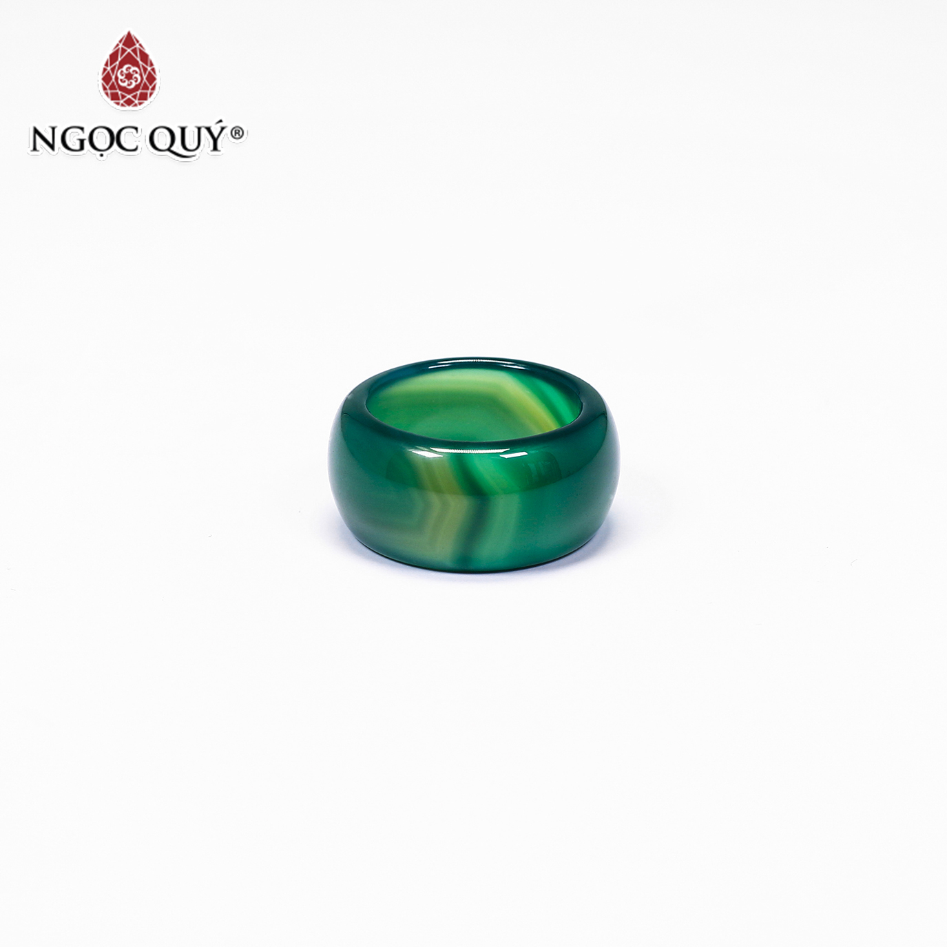 Nhẫn nam đá mã não xanh mệnh hỏa, mộc - Ngọc Qúy Gemstones