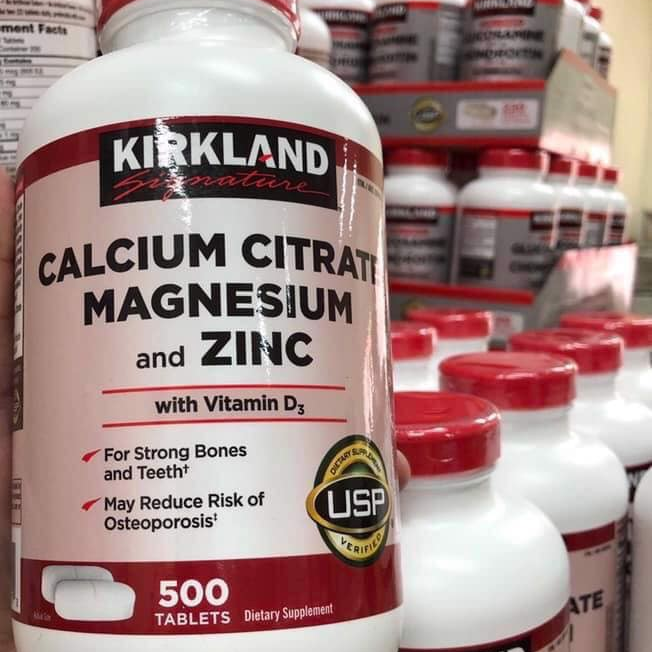 Thực Phẩm Chức Năng Hỗ Trợ Xương Khớp Kirkland Calcium Citrate Magnesium and Zinc With Vitamin D3 Hộp 500 viên - Kirkland Nhập Mỹ