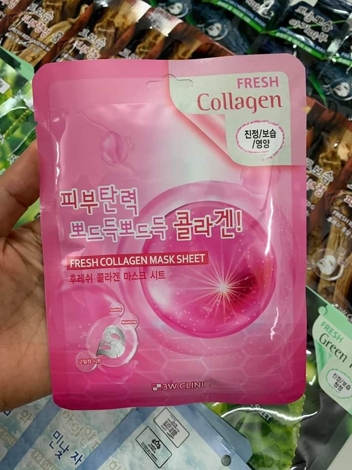 Combo 10 Túi Mặt nạ giấy -Mặt nạ dưỡng da chiết xuất từ Collagen 3W Clinic Hàn Quốc 23mlx10