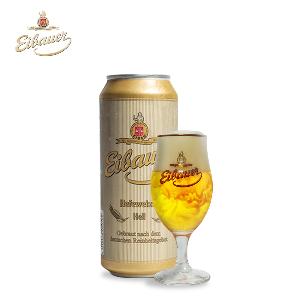 [BIA ĐỨC NHẬP KHẨU] Thùng 24 Lon Bia Thầy Tu EIBAUER HEFEWEIZEN HELL 5.2% 500ml - Bia Tươi Men Sống Thượng Hạng - Bia Đức Nhập Khẩu Chính Hãng