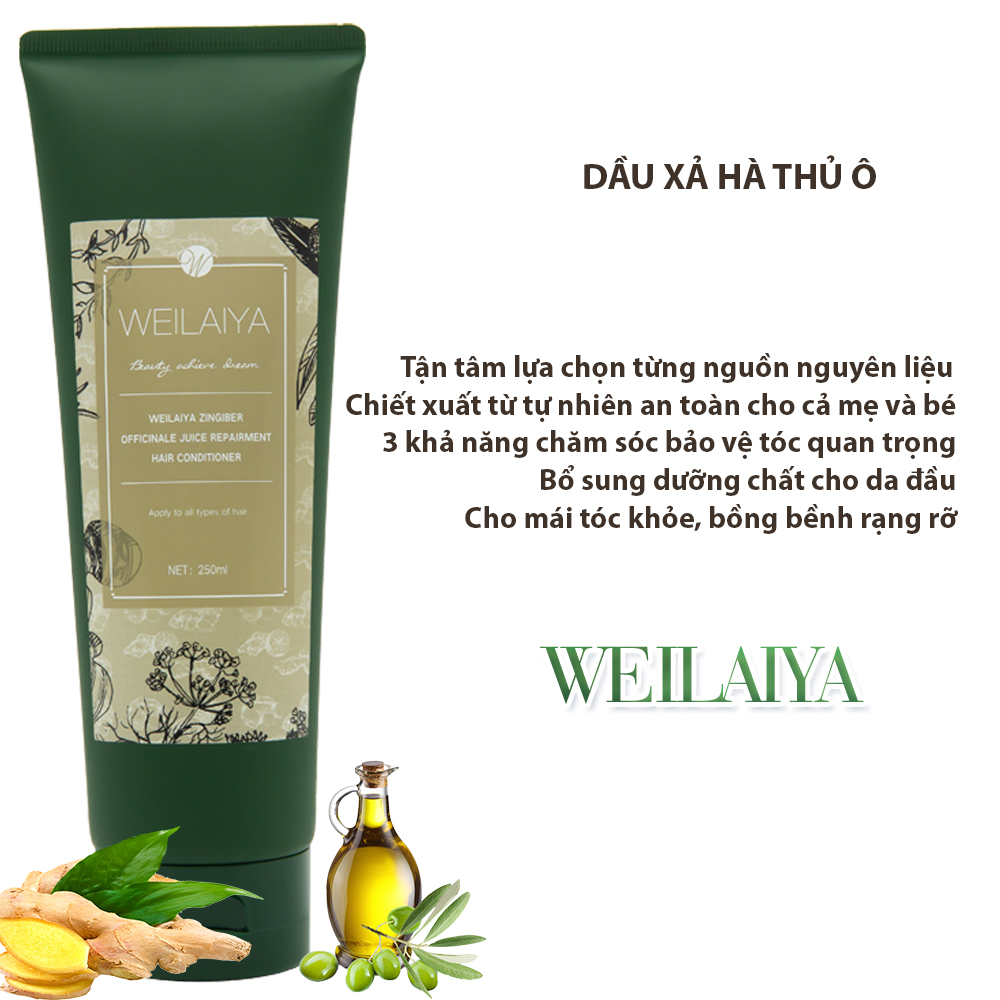 Dầu Xả Weilaiya Tinh Chất Gừng Kết Hợp Hà Thủ Ô Organic Cao Cấp hỗ trợ điều trị Rụng Tóc, Kích Thích Mọc Tóc Giảm Tóc Gãy Rụng, Dành Cho Loại Tóc Hư Tổn Xơ Gãy (200ml) - Sản phẩm chính hãng