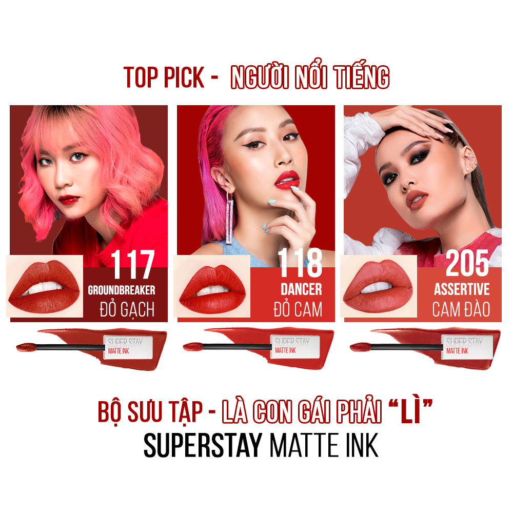 Son Kem Lì 16h Lâu Trôi Maybelline New York Super Stay Matte Ink Lipstick 5ml 175 Ringleader