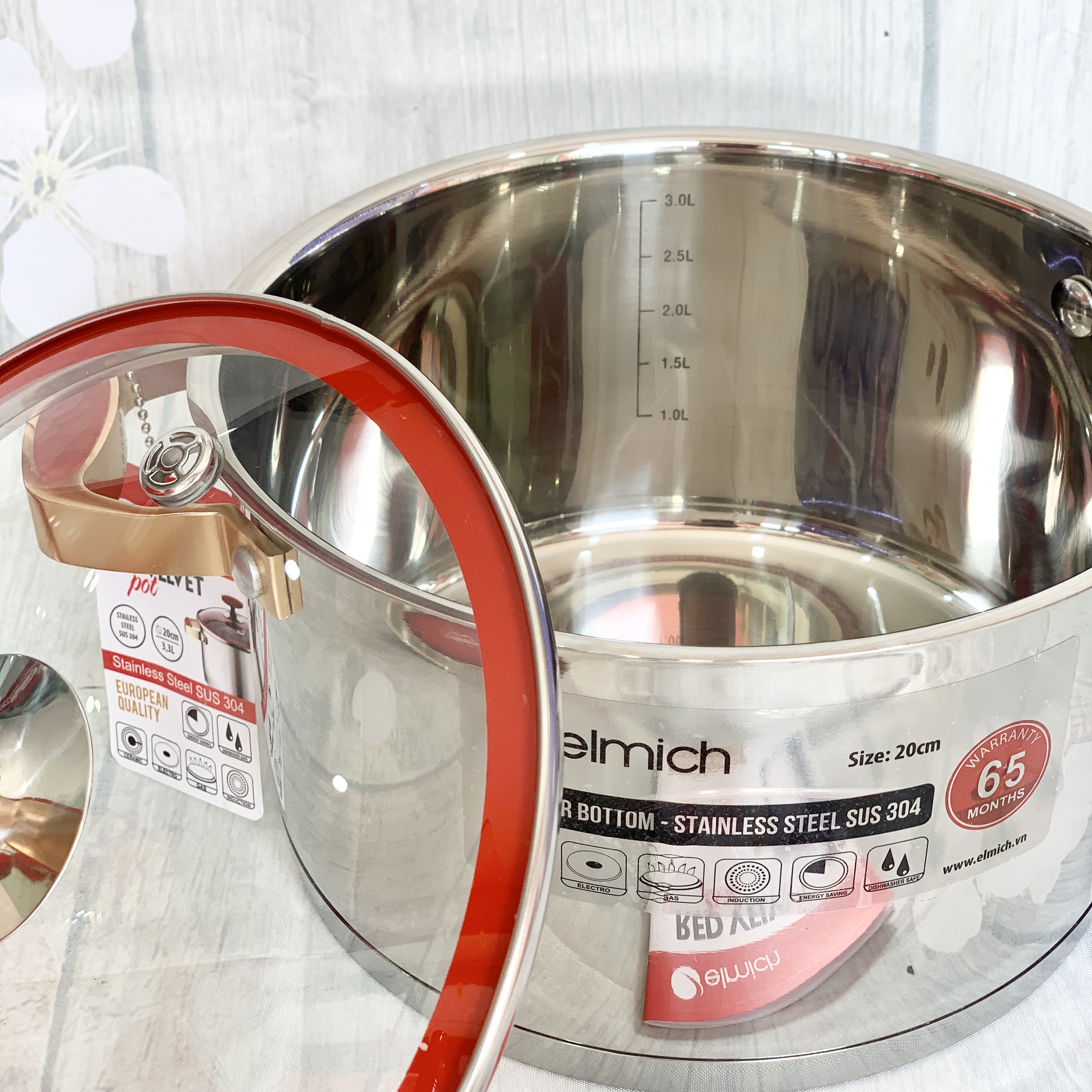 XOONG INOX 304 CAO CẤP RED VELVET - 5 LỚP ĐÁY TỪ 20CM