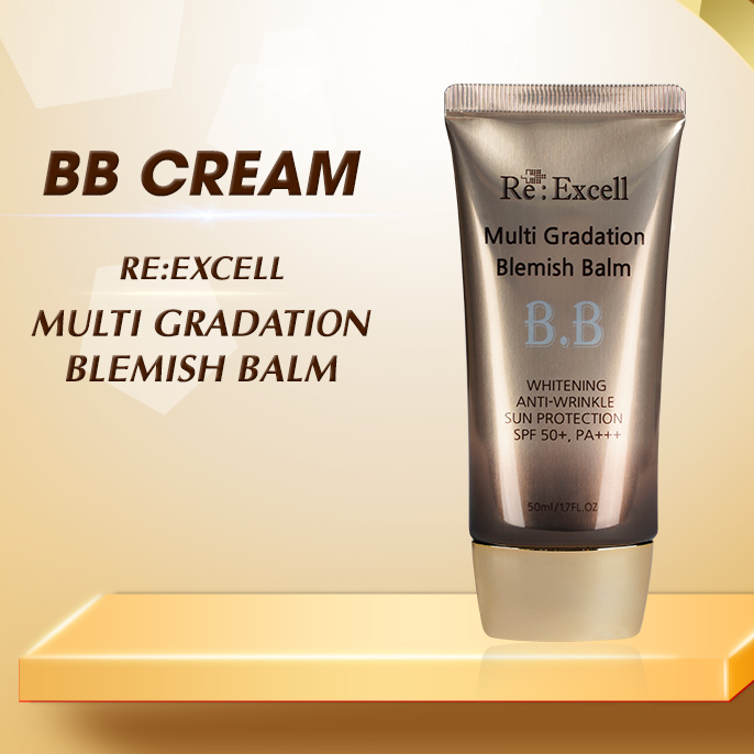 BBCream Re:Excell 4 in1 Hàn Quốc Multi Gradation Blemish Balm R&amp;B kem nền, kem lót trang điểm, che phủ khuyết điểm, chống nắng, bật tone da sáng mịn tự nhiên, không bí bết, không lộ vân kem, 50ml