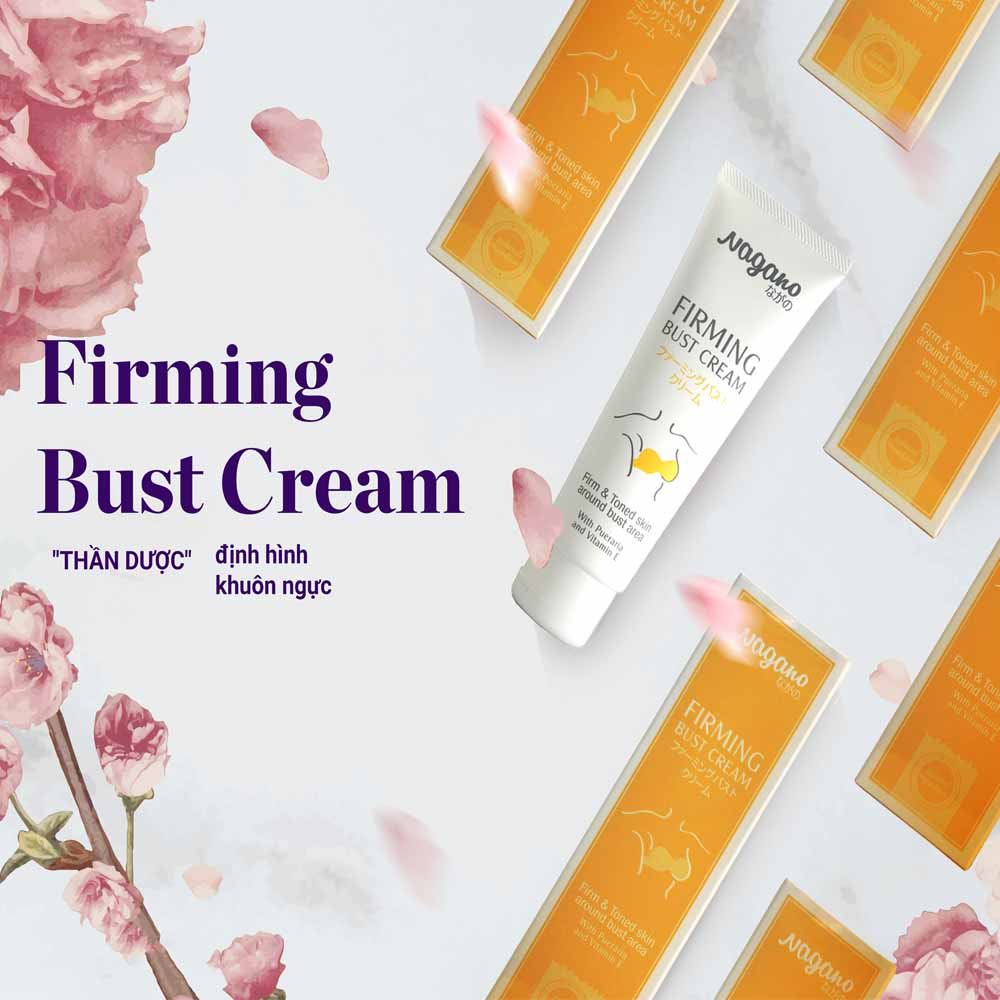 Kem Nâng Nở Ngực Nagano Japan 100ml - Firming Bust Cream - Kem giúp nỡ ngực một cách tự nhiên, định hình khuôn ngực nở nang, săn chắc. 