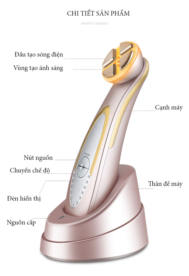 Máy Massge Mặt Nâng Cơ, Thúc Đẩy Collagen Bằng Sóng EMS và RF,  Kết Hợp Ánh Sáng Sinh Học Giúp Trẻ Hóa Da Cao Cấp - Hàng Chính Hãng