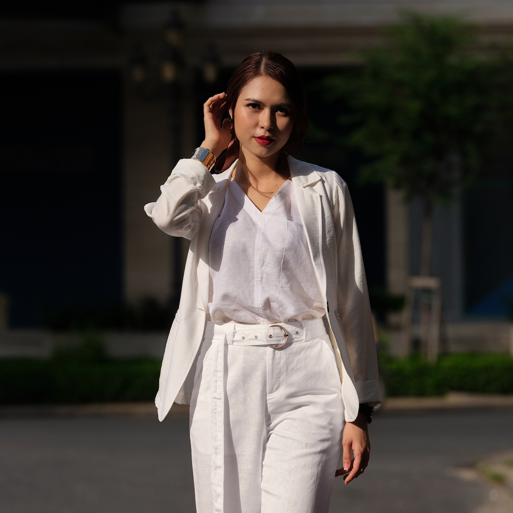 Áo Khoác Blazer Hity TOP125 Linen (Trắng Kim Cương