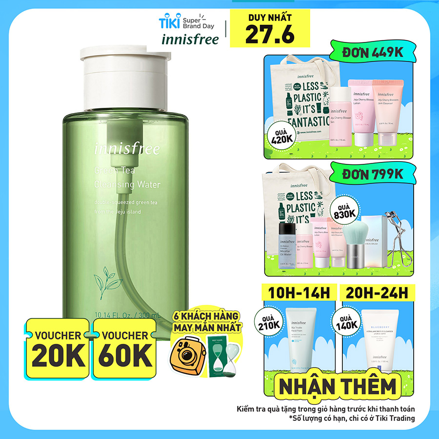 Nước tẩy trang từ trà xanh đảo Jeju Innisfree Green Tea Cleansing Water 300ml - NEW