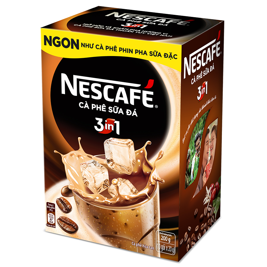 Cà phê hòa tan NESCAFÉ 3in1 Cà phê sữa đá - Hộp 10 gói x 24 g