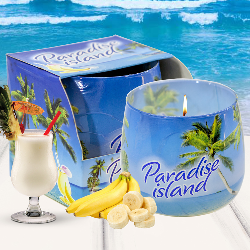 Ly nến thơm tinh dầu Bartek Paradise Island 100g QT02780 - hương gió biển (giao mẫu ngẫu nhiên)