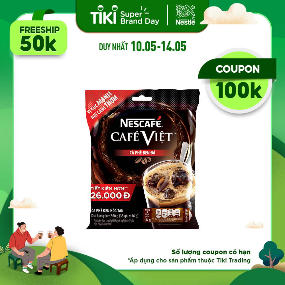 Cà phê hòa tan NESCAFÉ Café Việt Cà phê đen đá (Túi 35 gói x 16g)