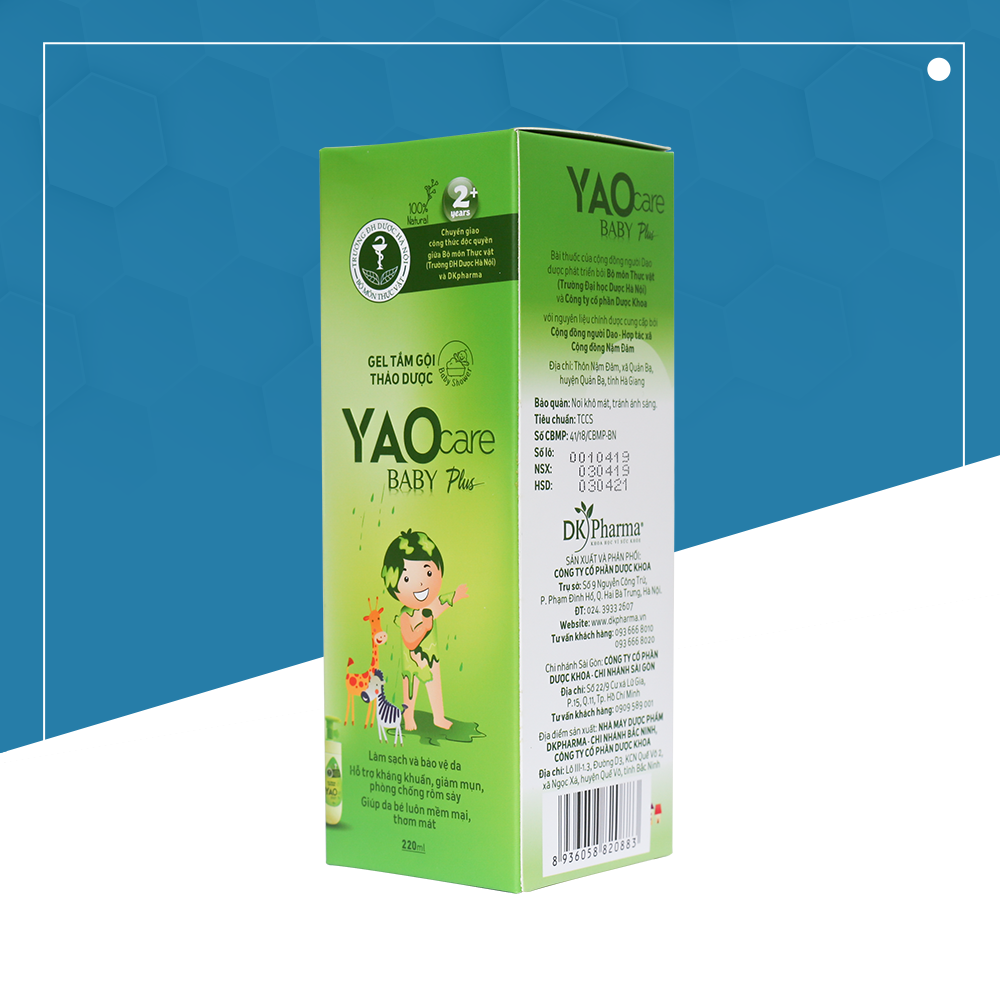 Gel tắm gội thảo dược cho bé Yaocare baby plus 250ml - DK Pharma