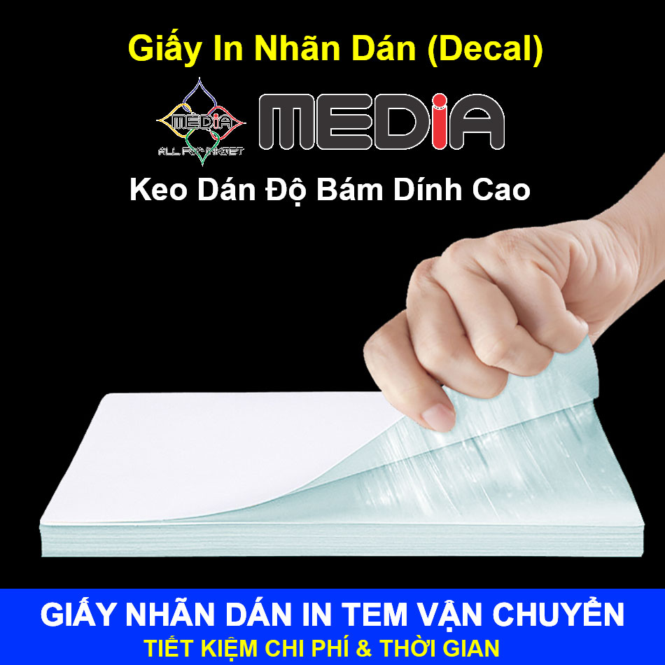 Giấy Decal A4 Media Ink 1 Mặt Mờ 80gsm 100 Tờ, Giấy In Tem Vận Chuyển, Nhãn Phụ, Tem Mã Vạch - Hàng Chính Hãng