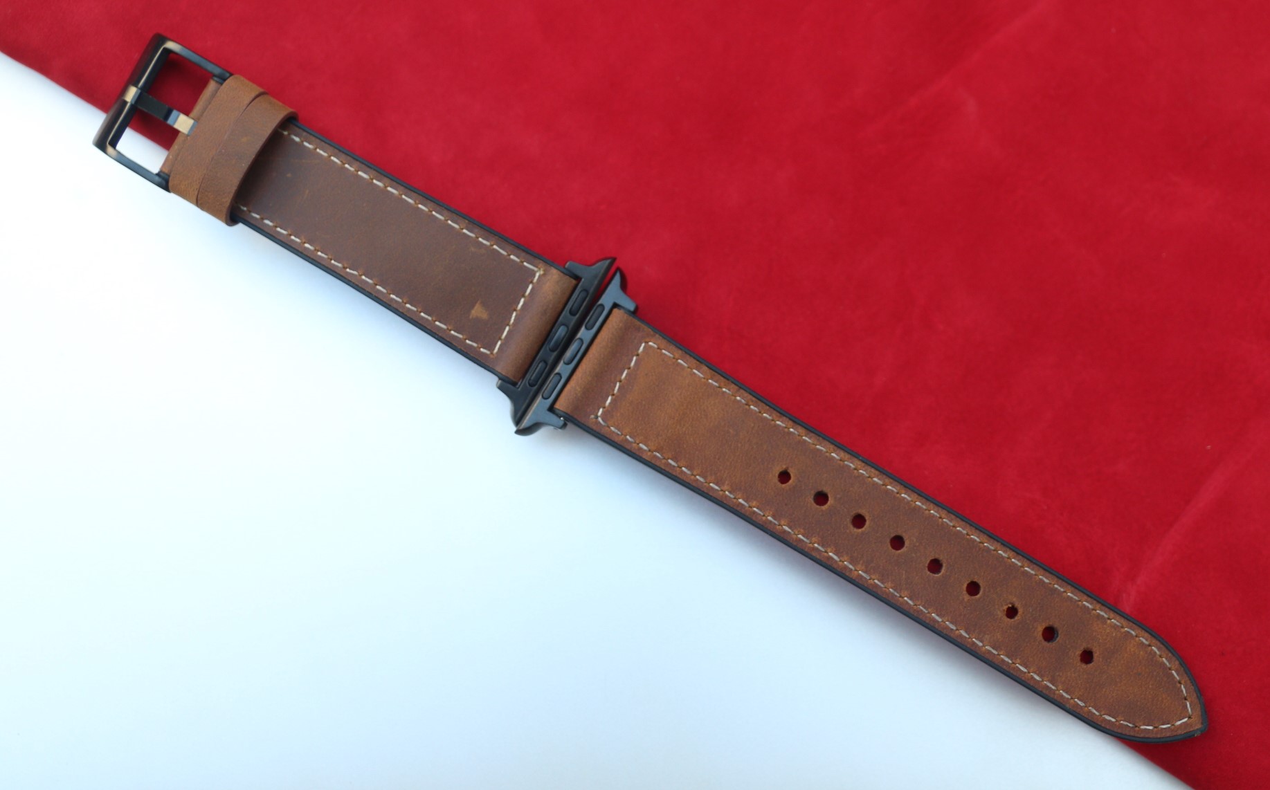 Dây da sáp dầu Vintage thay thế cho Apple watch hộp gỗ cao cấp