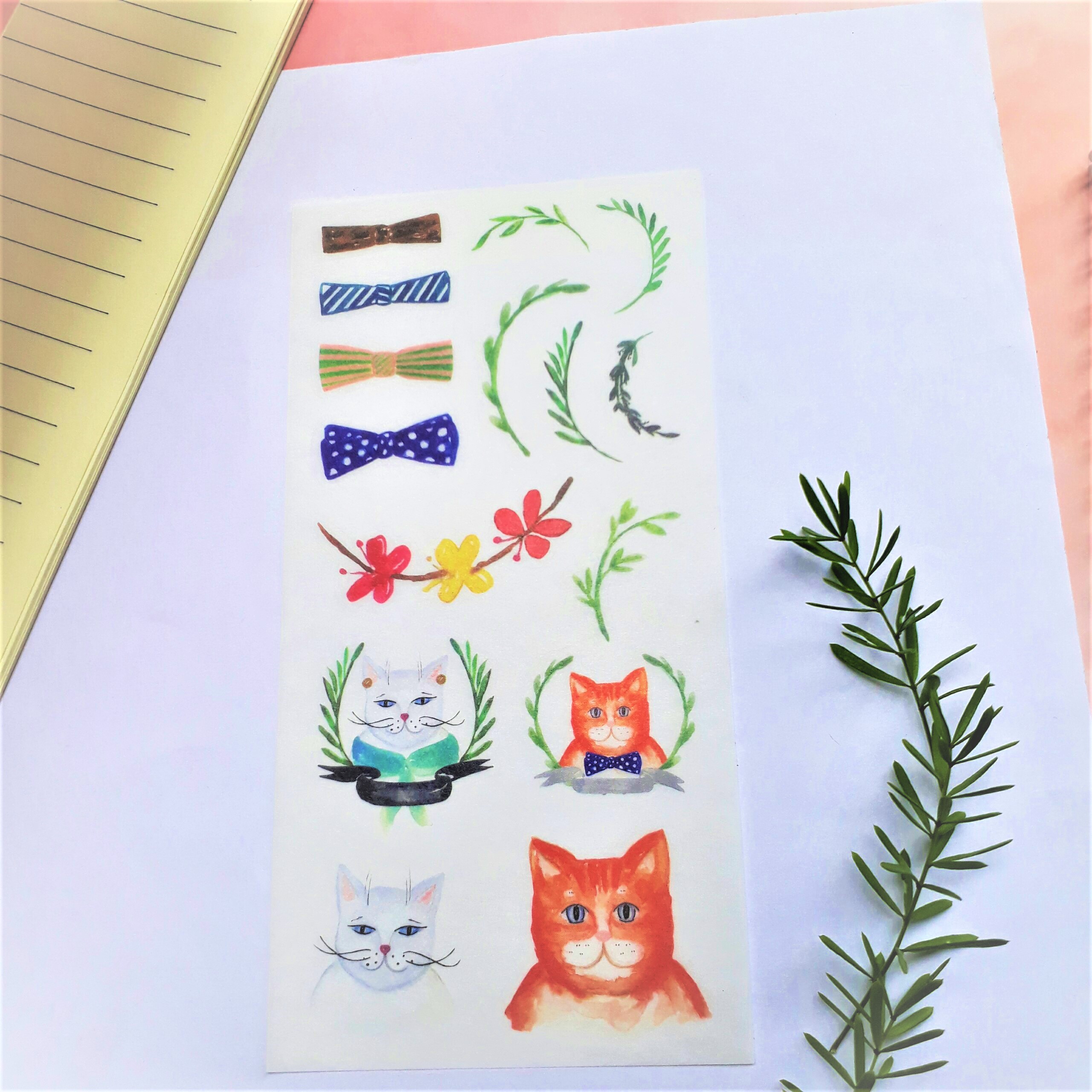 Combo 2 Bộ 6 Tấm Sticker Dán Trang Trí - Mèo Thơ Mộng