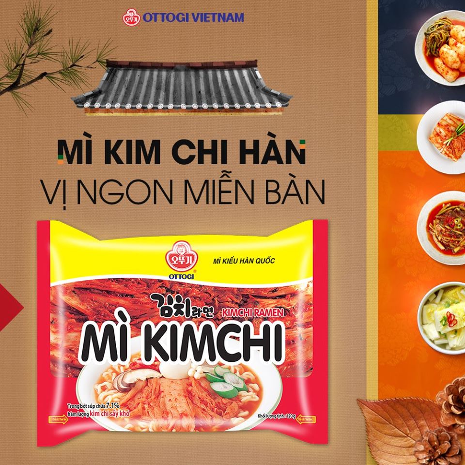 Combo 5 gói Mì Ottogi Kimchi gói 120gr