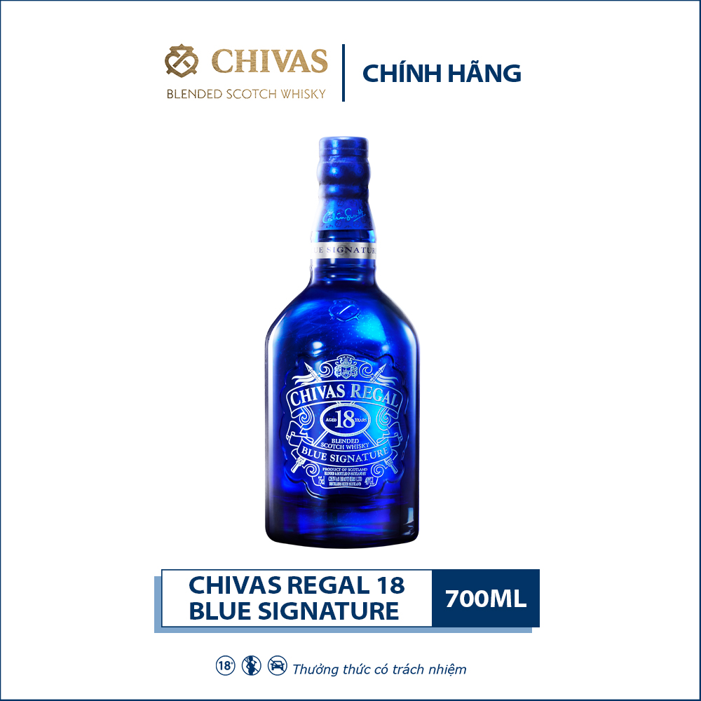 Bộ sản phẩm rượu Chivas Regal 18 Blue Signature 700ml