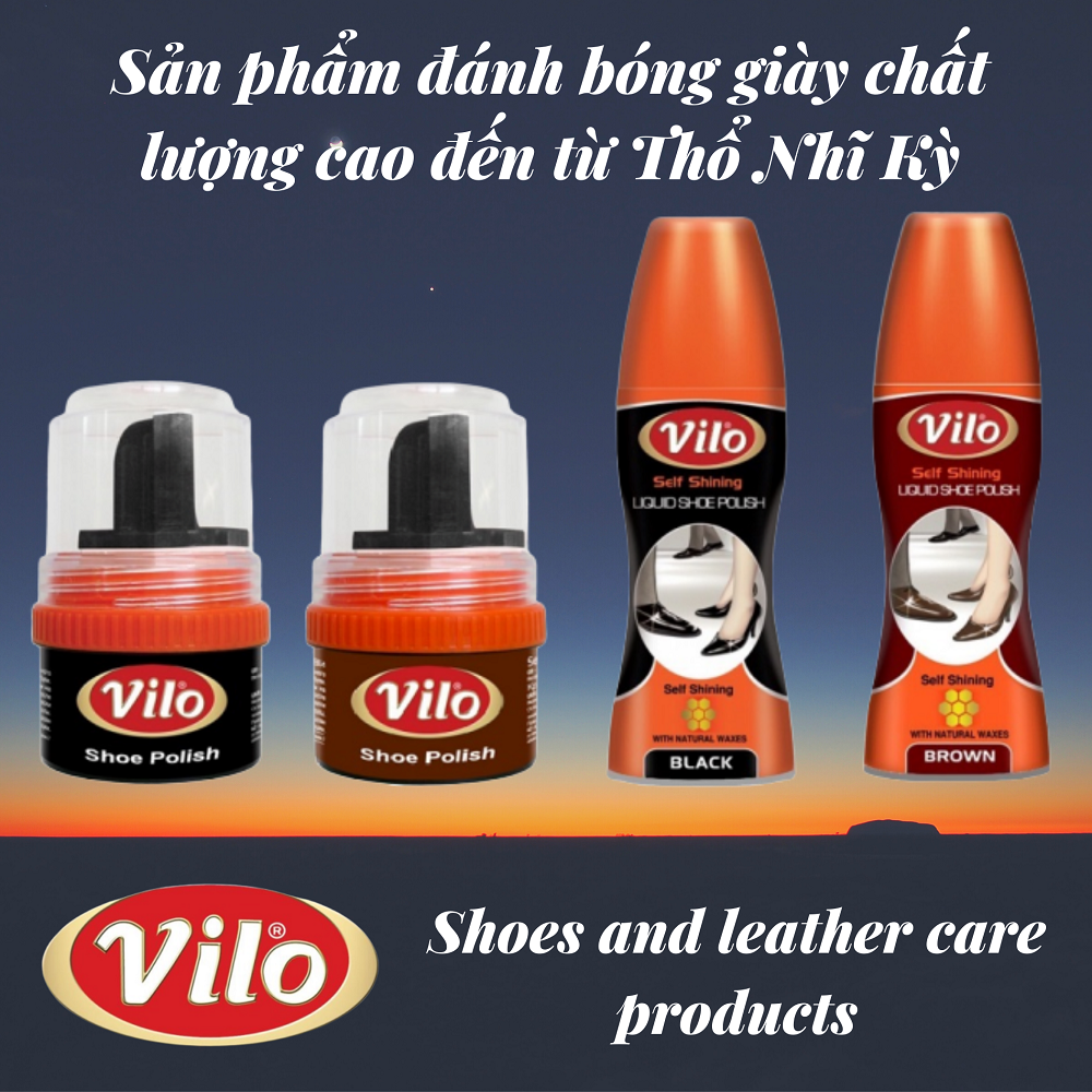 Combo 2 chai xi nước đánh bóng giày Vilo liquid shoe polish 80ml (màu đen)