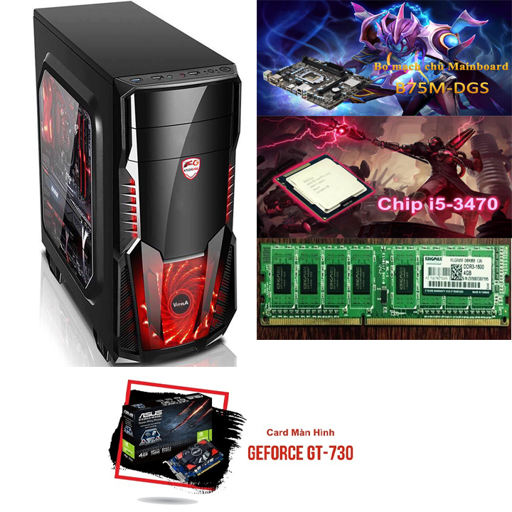 Máy tính chơi Game 4TechGM02 Core i5, RAM 8GB, HDD 500GB, VGA GT730 (chuyên LOL, FIFA, Stream) - Hàng Chính Hãng.