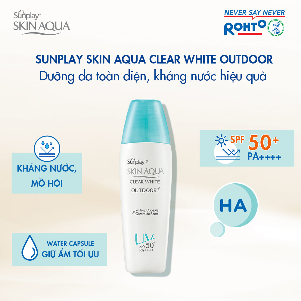 Kem chống nắng Skin Aqua dưỡng da cho mặt khi hoạt động ngoài trời dạng gel Sunplay Skin Aqua Clear White Outdoor+ SPF50+ PA++++ 30g