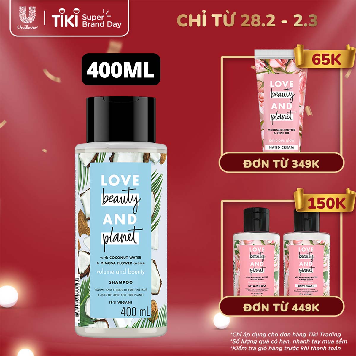 Dầu Gội 400Ml Love Beauty And Planet Dưỡng Tóc Chắc Khỏe Bồng Bềnh Volume And Bounty Với 100% Dừa Tươi Và Hoa Mimosa