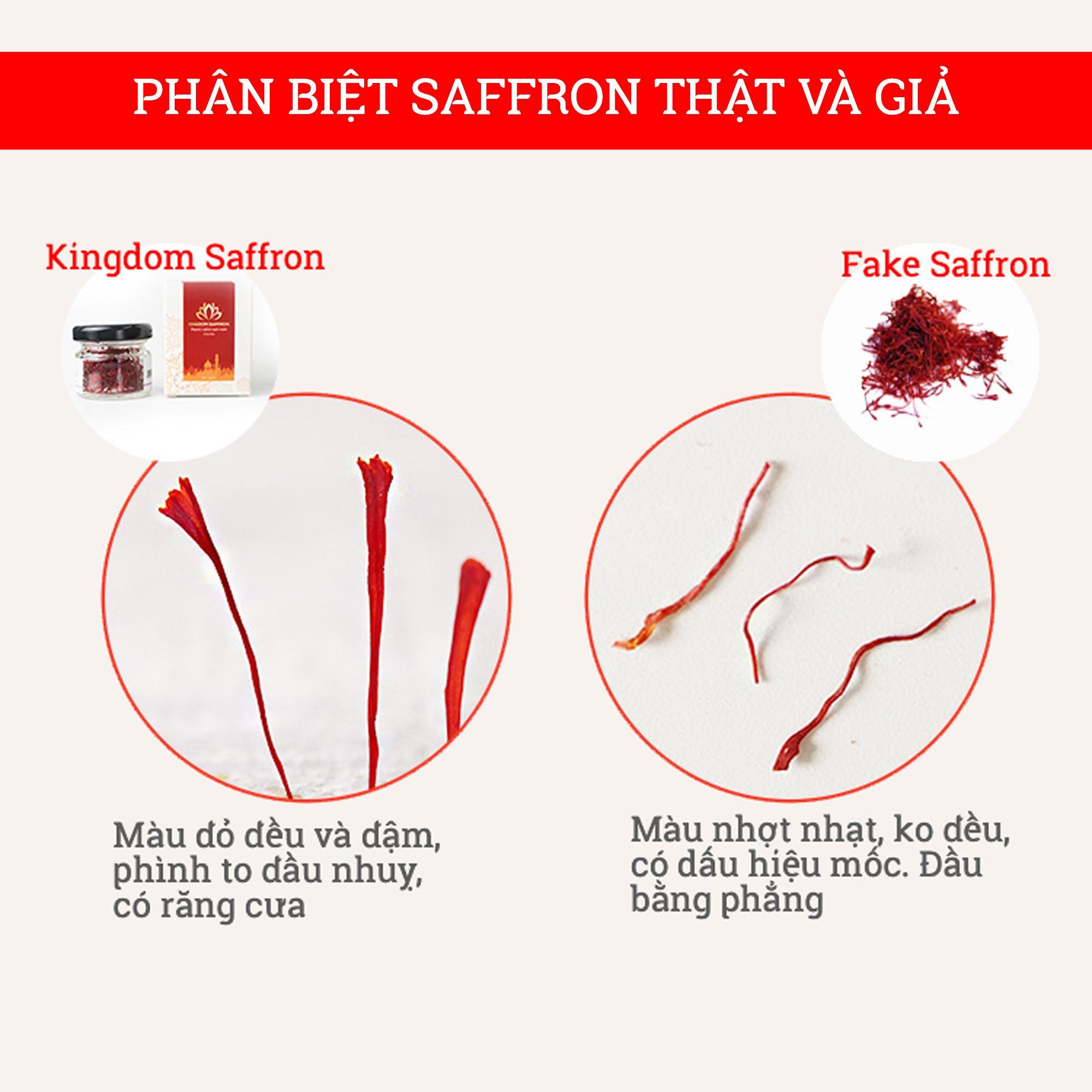 Combo 2 hộp (hộp/1gr) saffron Kingdom Herb, nhụy hoa nghệ tây Iran chính hãng super negin thượng hạng (Tặng táo đỏ Tân Cương 10g và bình nước thủy tinh)