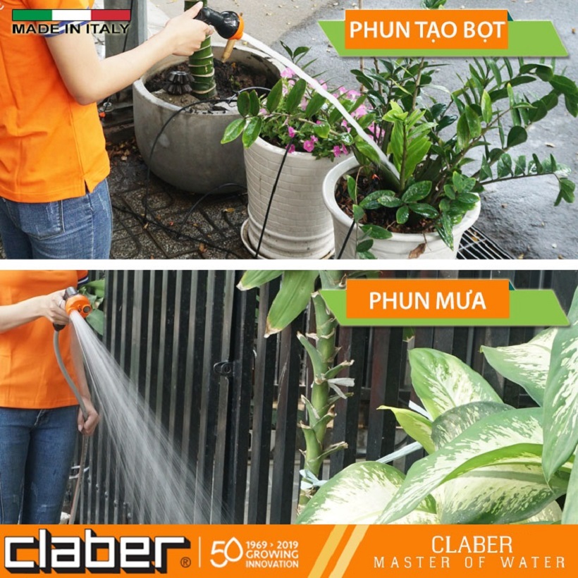 Bộ Vòi Tưới Cây Đa Năng 20m Claber Starter Garden Set 9053 kèm vòi phun 4 chế độ