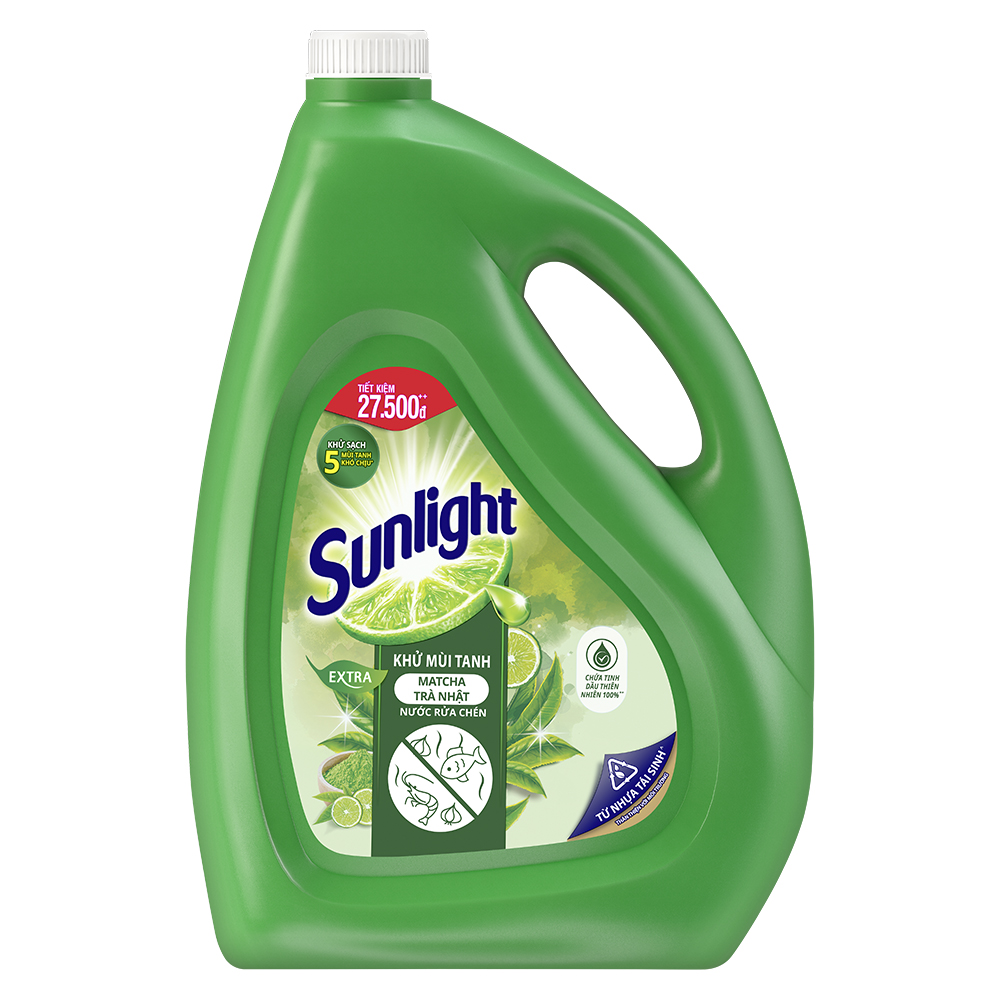 Nước Rửa Chén Khử Mùi Tanh Sunlight Matcha Trà Nhật Mới (3.6kg / Chai)